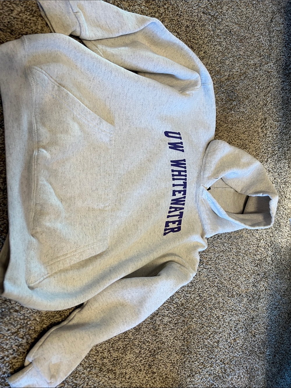 Soffe Gray Hoodie with Purple UW Whitewater Logo